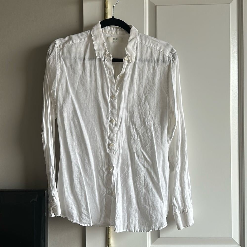 UNIQLO white linen shirt